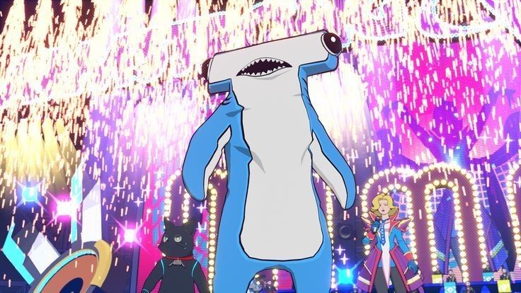 Screenshot from Hi-Fi Rush featuring a character in a shark costume