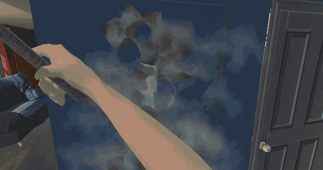 A GIF from House Flipper showing various activities, such as demolishing a wall, painting a wall, fixing an outlet and moving furniture.